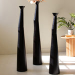 Waxed Black Tall Vase Set of 3