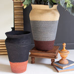 Rustic Stripe Seagrass Urn Set of 2