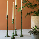 Forged Iron Green Patina Taper Candle Holder Set of 4