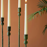 Forged Iron Green Patina Taper Candle Holder Set of 4