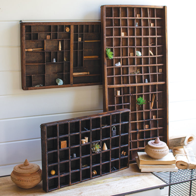 Antique Printers Tray Wall Shelf