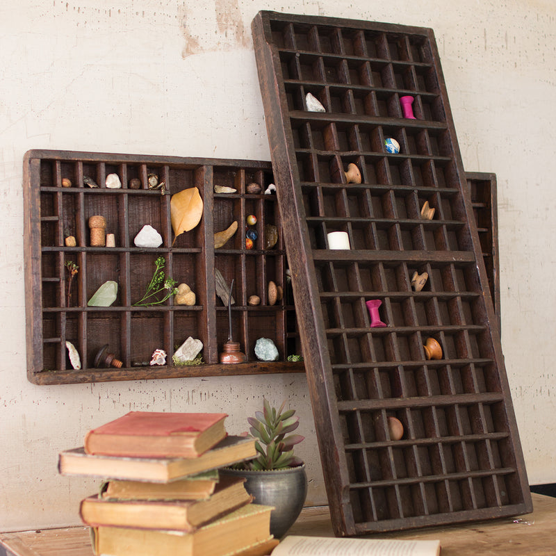 Antique Printers Tray Wall Shelf