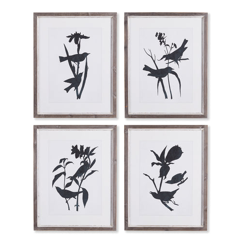 Bird Silhouette Print Wall Art Set of 4