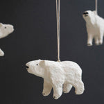 Bear Paper Mache Christmas Ornament Set of 6