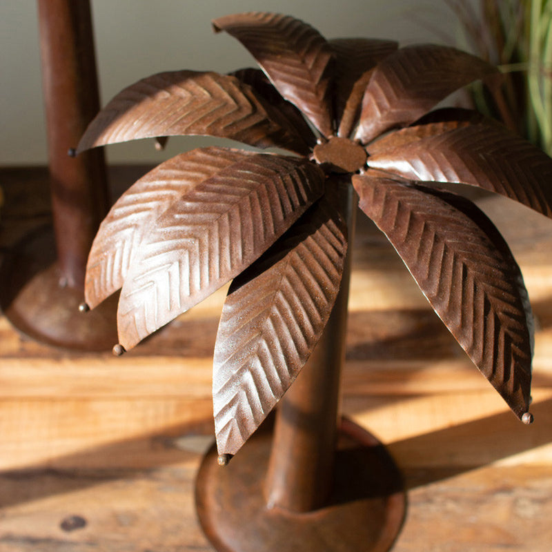 Palm Tree Rustic Metal Sculpture Set of 2