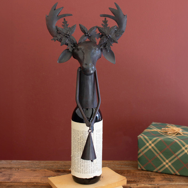 Deer Black Metal Wine Topper