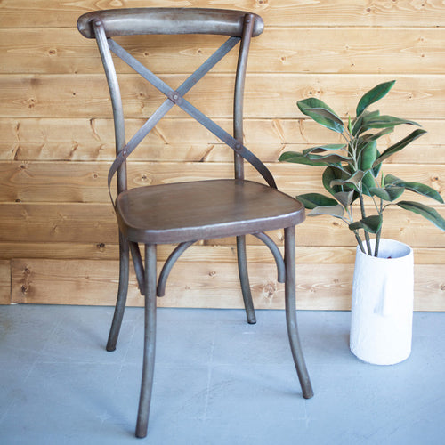 Rustic Cross Back Dining Chair Set of 2