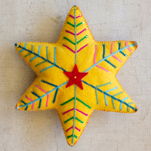 Felt Yellow Star Christmas Pillow
