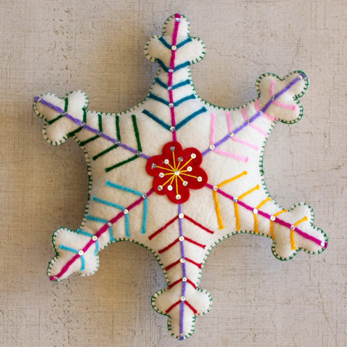 Felt White Star Christmas Pillow