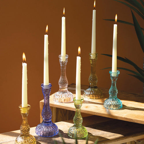 Glass Taper Candle Holder Set of 6