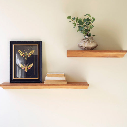 Floating Acacia Wood Shelf Set of 2