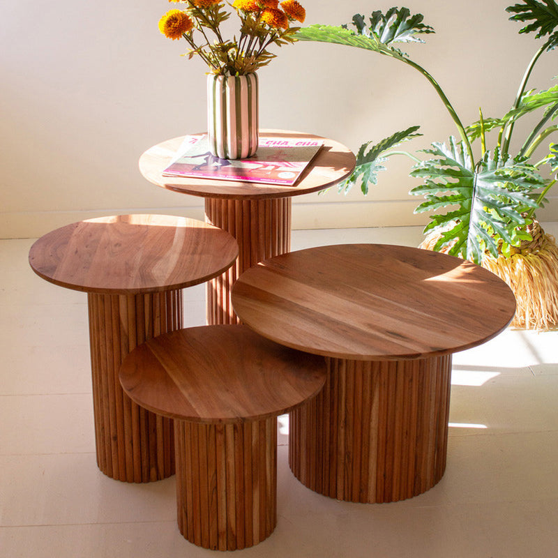 Acacia Wood Accent Table Set of 4