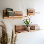 Acacia Wood Floating Wall Shelf Set of 3