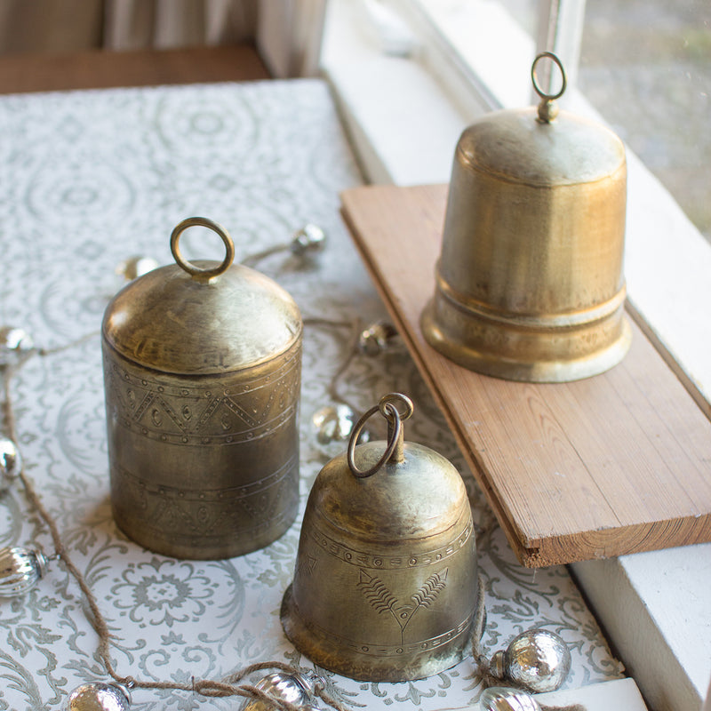 Brass Bell Tabletop Accent Set of 3