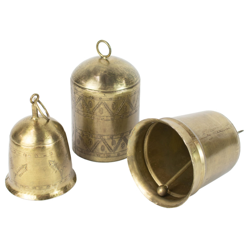 Brass Bell Tabletop Accent Set of 3