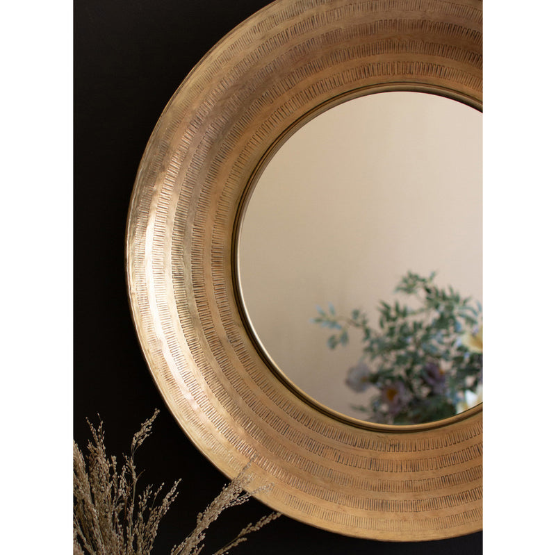 Antique Brass Hammered Wall Mirror