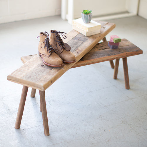 Recycled Wood Accent Table Set of 2