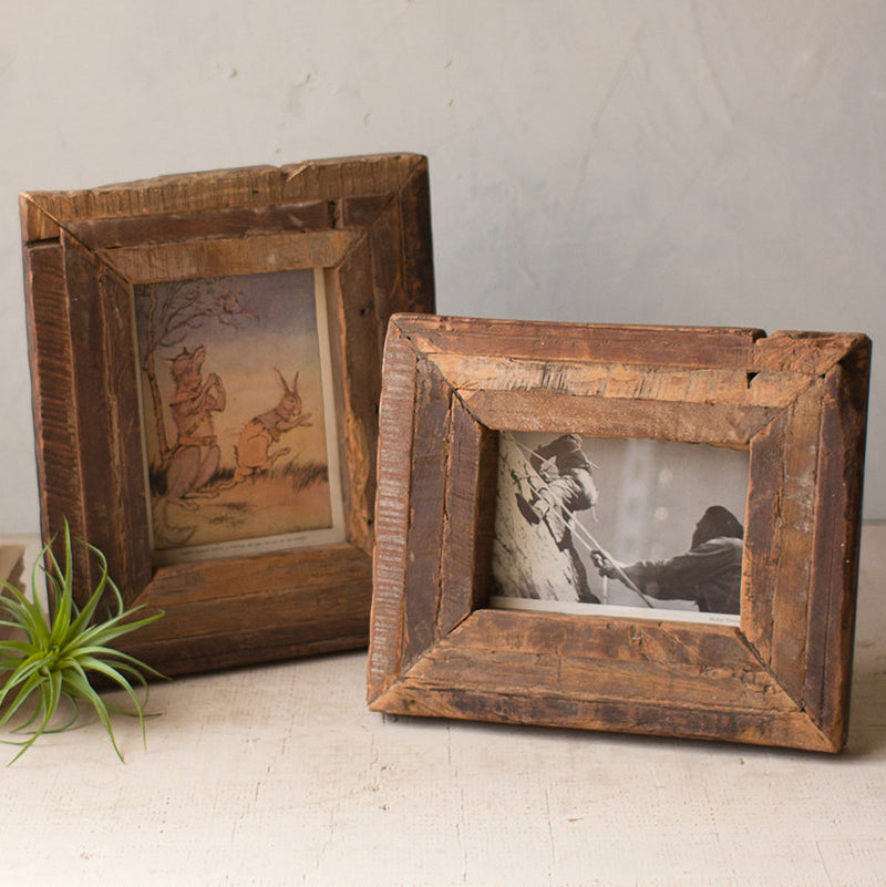 Recycled Wooden Photo Frame Set of 2