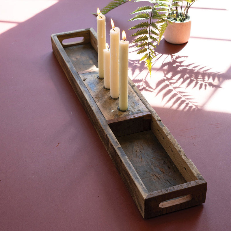 Four Taper Candle Holder With Tray