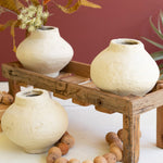 Three Paper Mache Pots with Recycled Wood Base