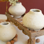 Three Paper Mache Pots with Recycled Wood Base