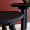 Recycled Wood Black Round Accent Table Set of 2