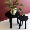 Recycled Wood Black Round Accent Table Set of 2