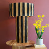 Natural and Black Raffia Table Lamp