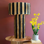 Natural and Black Raffia Table Lamp