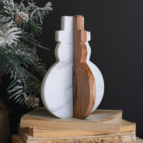 Snowman Marble and Wood Sculpture