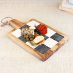 Check Black and White Marble Cheese Board