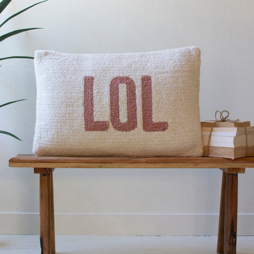 Lol Hand-Hooked Throw Pillow
