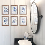 Blue Leaf Petite Print Wall Art Set of 6