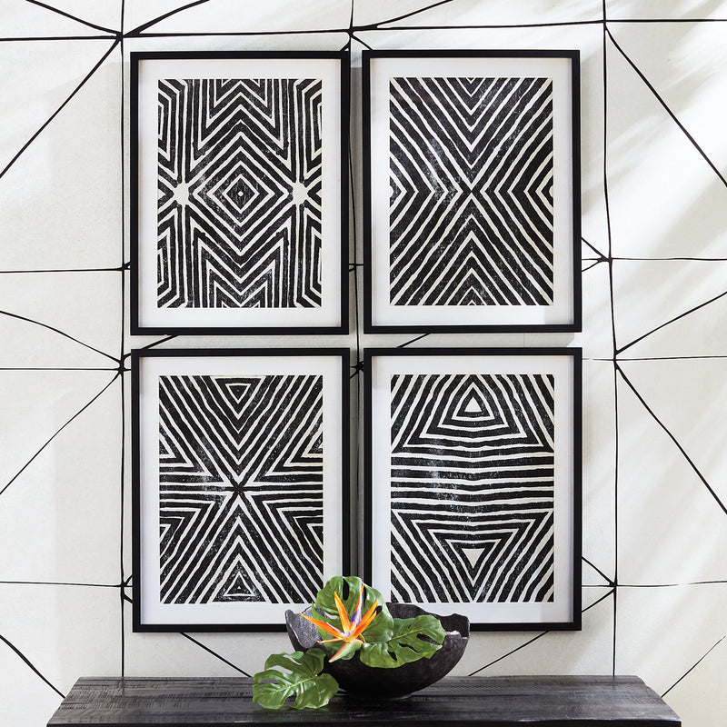 Achromatic Geometric Print Wall Art Set of 4