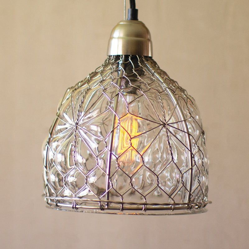 Brushed Nickel Caged Pendant