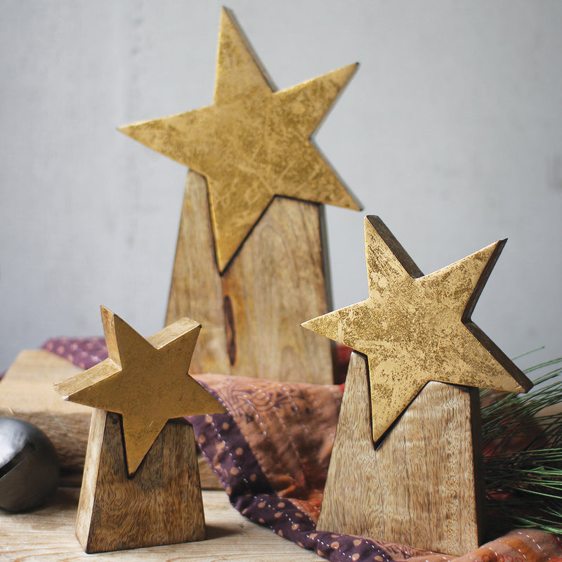 Wood Star Tabletop Accent Set of 3