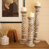 Turned Wood Candle Holder Set of 3