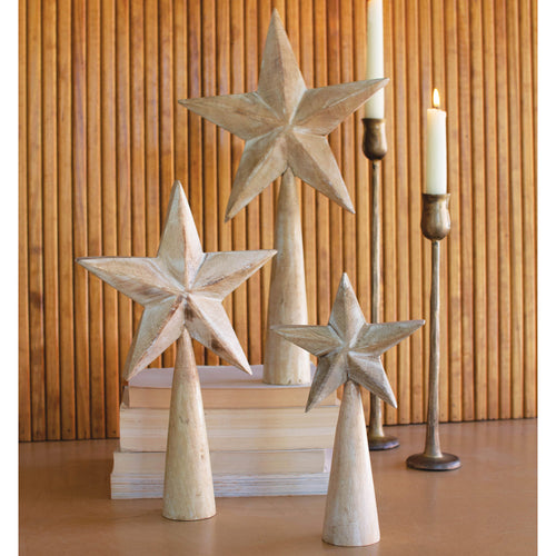 Whitewash Stars Tabletop Accent Set of 3