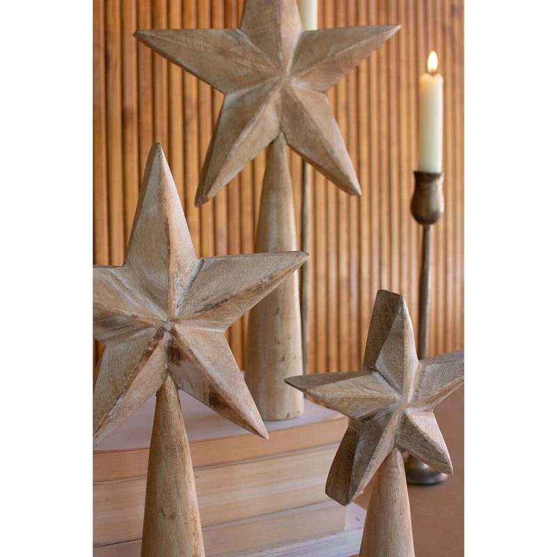 Whitewash Stars Tabletop Accent Set of 3