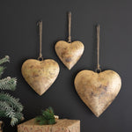 Antique Gold Heart Metal Wall Art Set of 3