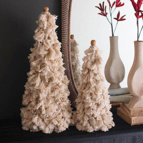 Cotton Tassel Christmas Trees Set of 2