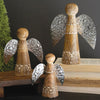 Christmas Angel Wood and Tin Tabletop Accent Set of 3