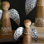 Christmas Angel Wood and Tin Tabletop Accent Set of 3