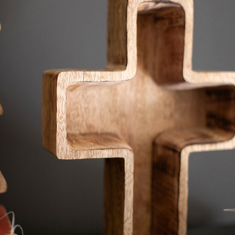 Christmas Cross Wooden Bowl Set of 2