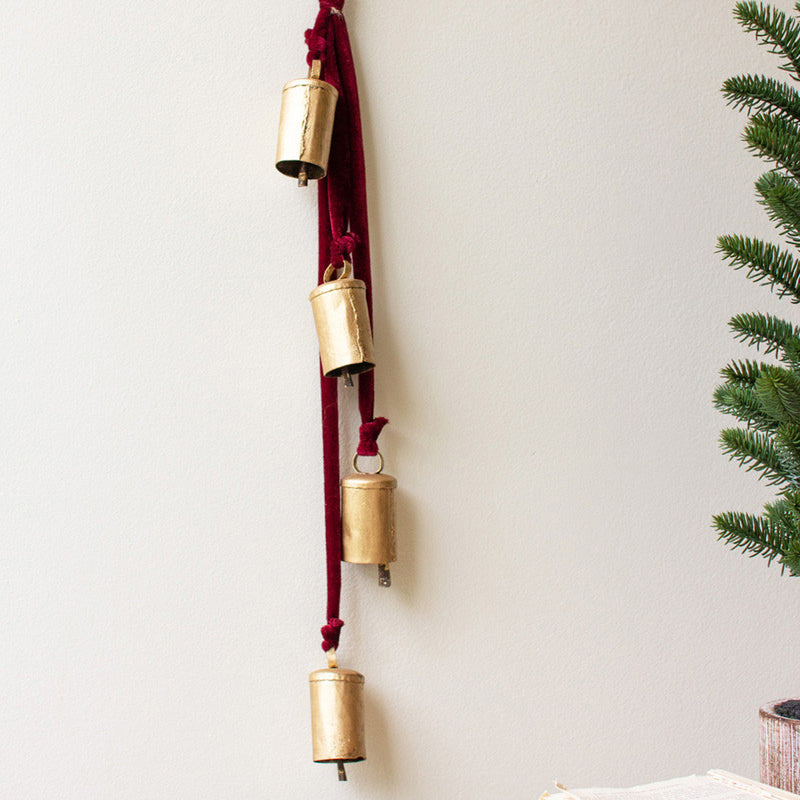 Christmas Bell Cluster with Velvet Rope