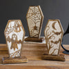 Coffin Carved Wooden Tabletop Accent Set of 3