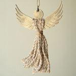 Antique Brass and Jute Angel Ornament