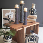 String Wooden Wrapped Candle Holder Set of 3