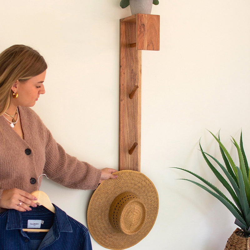 Mini Closet Wooden Wall Shelf