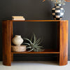 Tambour Mango Wood Oval Console Table